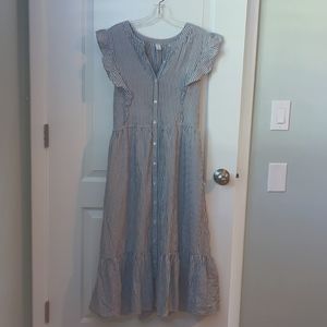 Old Navy Blue and White Striped Maxi Dress